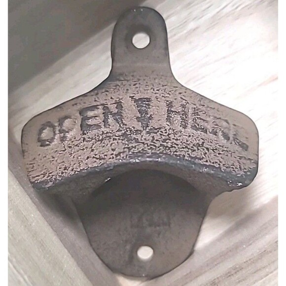Vintage “Open Here” Rustic Cast Iron Wall Mount Beer Bottle Opener - Picture 1 of 5